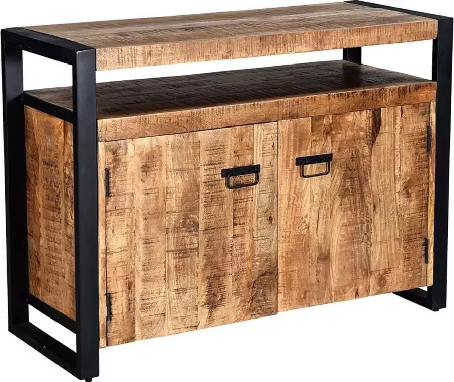 Buffetkast HARLEM 2 deuren Mangohout en metaal L 110 cm x H 80 cm x D 44 cm