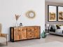 Buffetkast HARLEM 3 deuren en 3 lades Mangohout en metaal L 187 cm x H 80 cm x D 44 cm - Thumbnail 2