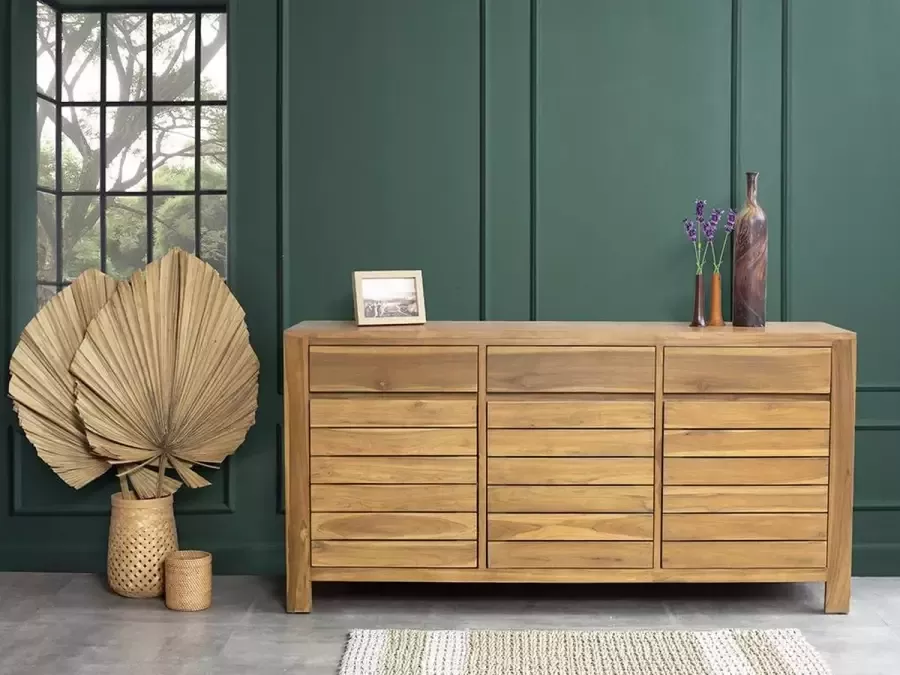 Buffetkast HERKI 3 deuren en 3 laden Teak Naturel L 160 cm x H 80 cm x D 45 cm