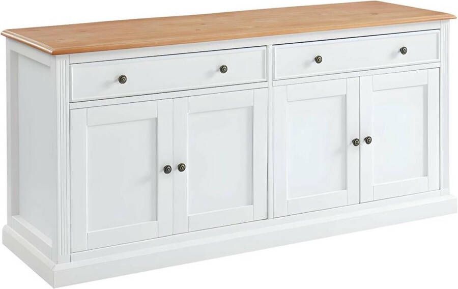 Vente-unique Buffetkast HONFLEUR 4 deuren en 2 laden Wit grenen L 160 cm x H 75 cm x D 50 cm