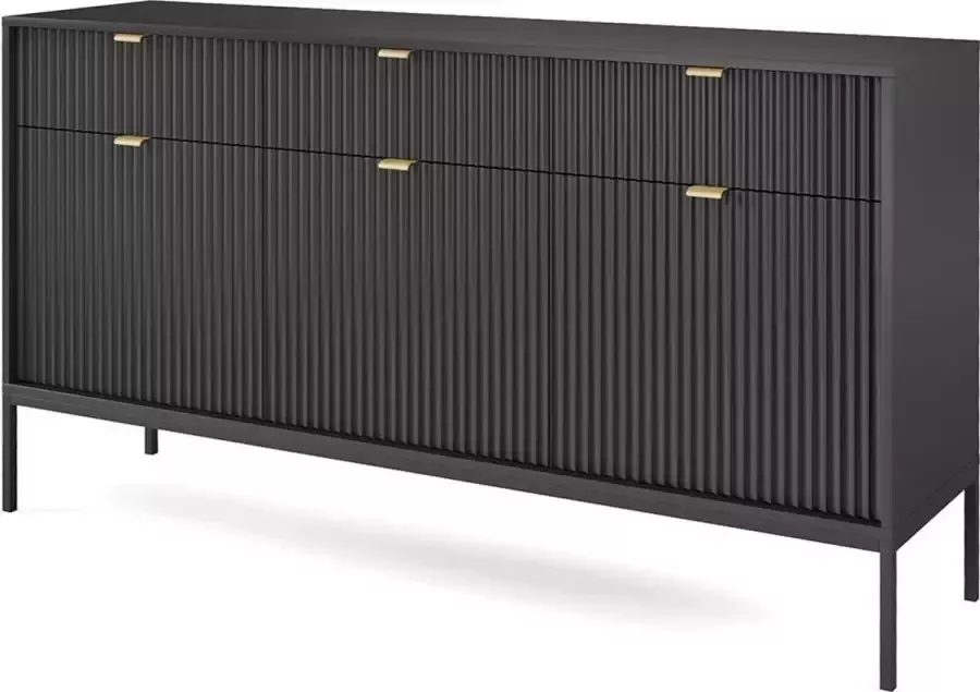 Pascal Morabito Buffetkast met 3 deuren en 3 laden Zwart LIOUBA van L 154 cm x H 83 cm x D 39 cm - Foto 2