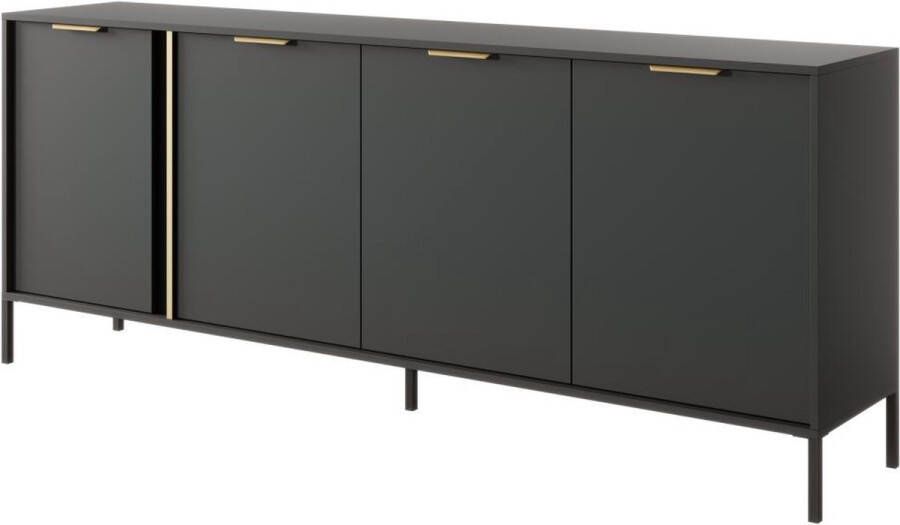 Vente-unique Buffetkast met 4 deuren Antraciet en goudkleurig PAVELI L 202.9 cm x H 81.4 cm x D 39.5 cm - Foto 1
