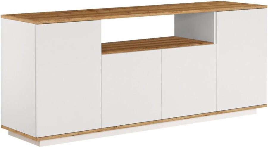 Vente-unique Buffetkast met 4 deuren en 1 plank Licht naturel en wit LOTULA L 180 cm x H 75 cm x D 44.5 cm - Foto 3
