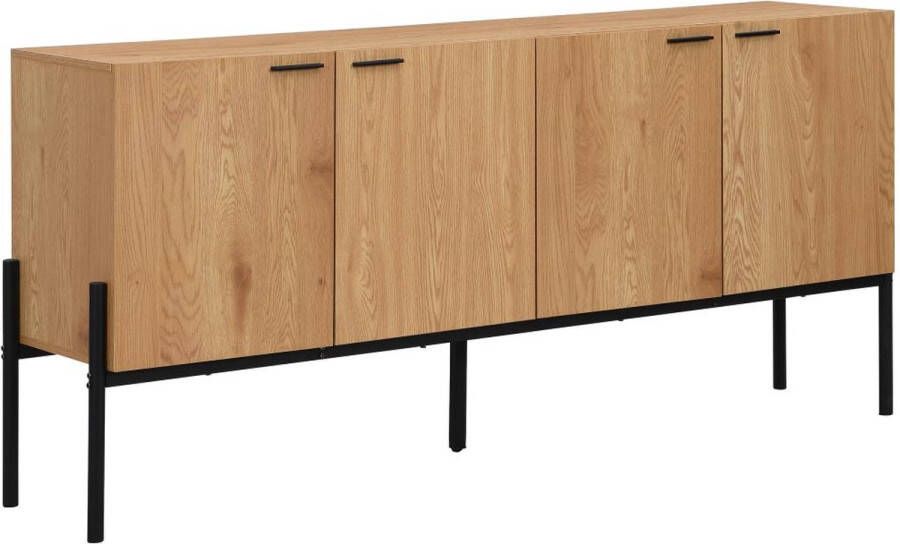 Buffetkast met 4 deuren Licht naturel en zwart MEMPHIS II L 184.6 cm x H 84 cm x D 40 cm