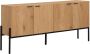 Vente-unique Buffet met 4 deuren Natuurlijk licht en zwart MEMPHIS II L 184.6 cm x H 84 cm x D 40 cm - Thumbnail 1