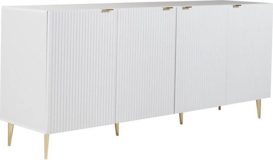 Vente-unique Buffetkast met 4 deurtjes van mdf en staal Wit en goudkleurig YESINIA L 190 cm x H 80 cm x D 45 cm - Foto 3