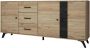 Buffetkast PORTLAND 3 laden en 3 deuren eiken en zwart L 180.5 cm x H 81 cm x D 40 cm - Thumbnail 1