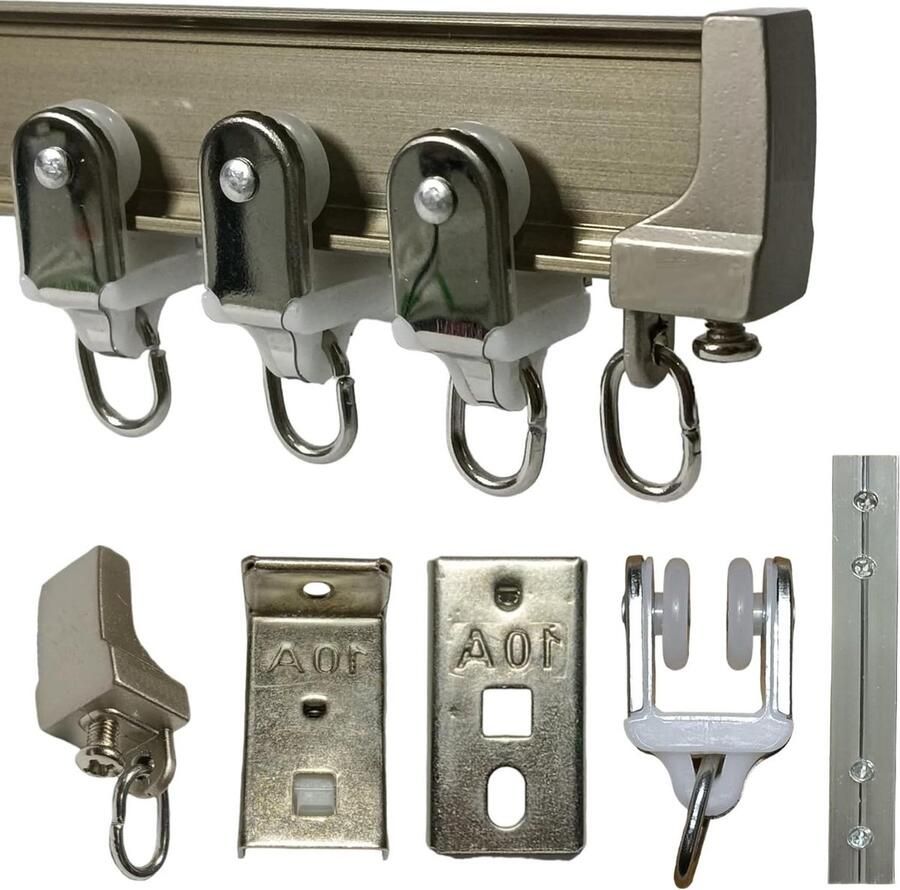 Buigbare Aluminium Plafond Gordijn Track Kit voor Flat Curve Gordijn Systeem Room Divider Inclusief Beugels (2m-champagne) ceiling curtain track