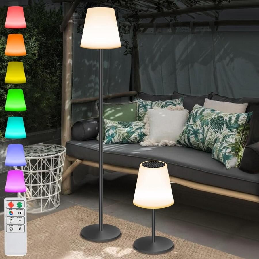 Buiten en binnen draadloos USB oplaadbare vloerlamp op zonne-energie met lichtsensor waterdicht IP65 decoratie voor huis hotel eettafel tuin