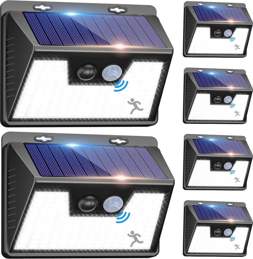 Buiten Solar LED Lampen met Bewegingssensor Set van 6 Waterdichte en Energiebesparende Tuinverlichting