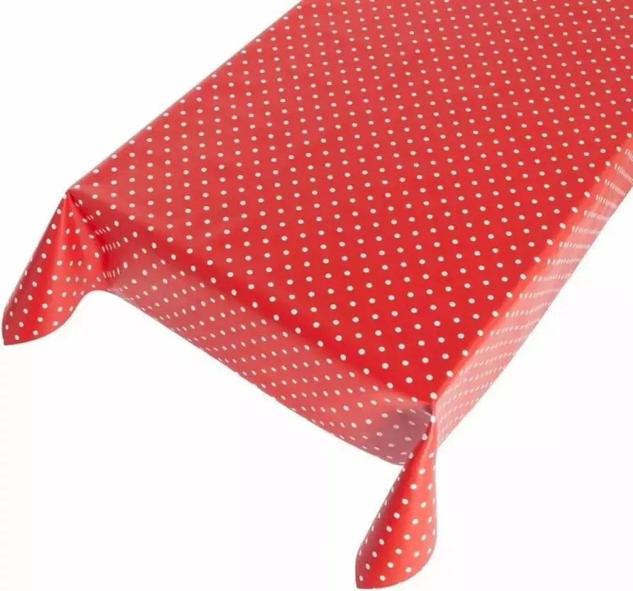 Buiten tafelkleed tafelzeil rood polkadot 140 x 170 cm met 4 tafelkleedklemmen Tuintafelkleed tafeldecoratie