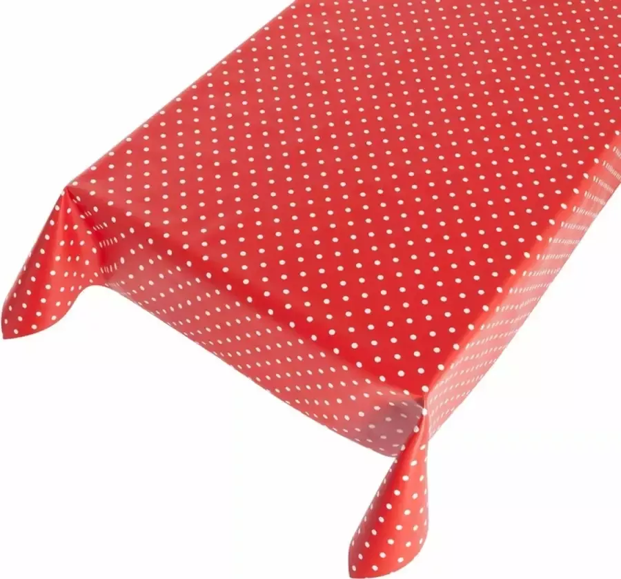 Buiten tafelkleed tafelzeil rood polkadot 140 x 245 cm met 4 tafelkleedklemmen Tuintafelkleed tafeldecoratie