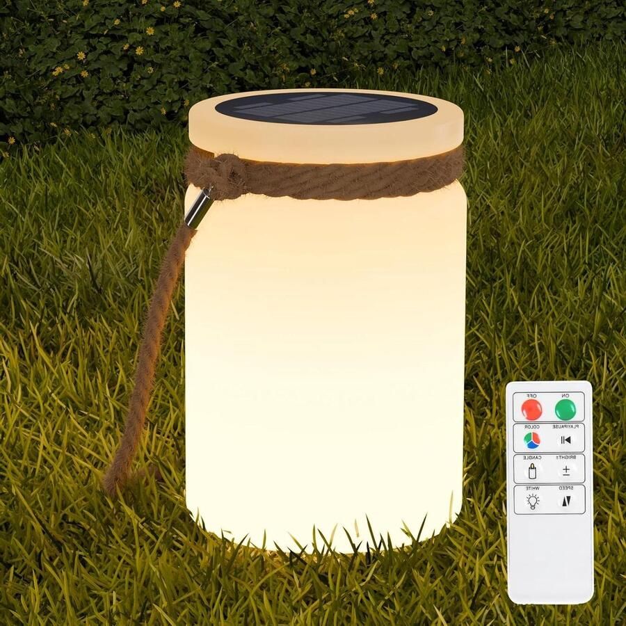 Buiten tafellamp op zonne-energie dimbare LED-lamp met afstandsbediening draadloos en waterdicht IP44 terrasverlichting voor camping tuin en balkon