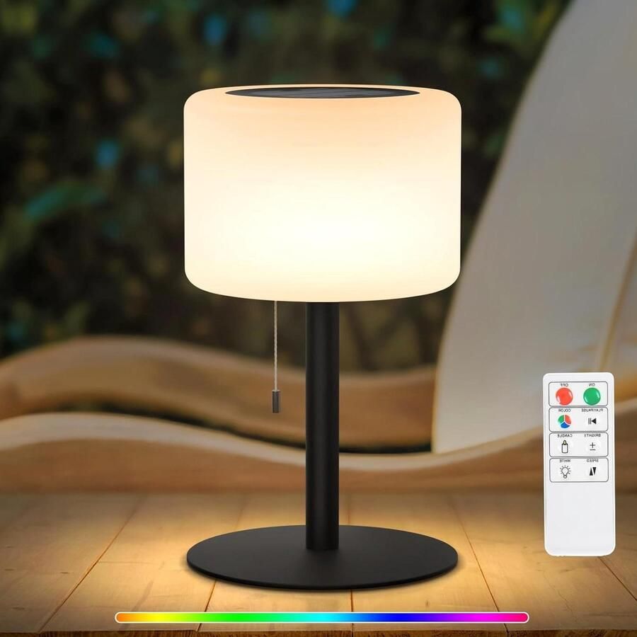 Buiten tafellamp op zonne-energie LED-batterij USB-oplaadbaar RGB dimbaar IP44 waterdicht met afstandsbediening camping tuin