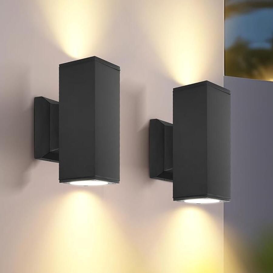 Buiten wandlamp GU10 antraciet aluminium inbouwspot IP65 waterdichte buitenverlichting geschikt voor balkon garage terras en tuin exclusief gloeilamp Set van 2
