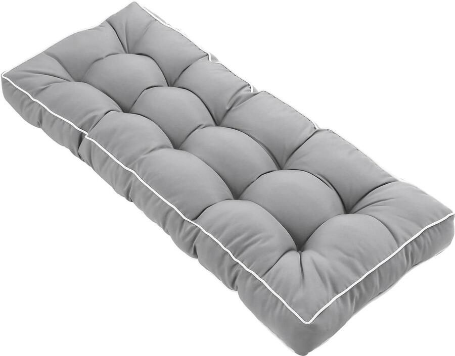 Buitenbank kussen met banden weerbestendig dik getuft tuinzitkussen 104 x 45 x 11 cm