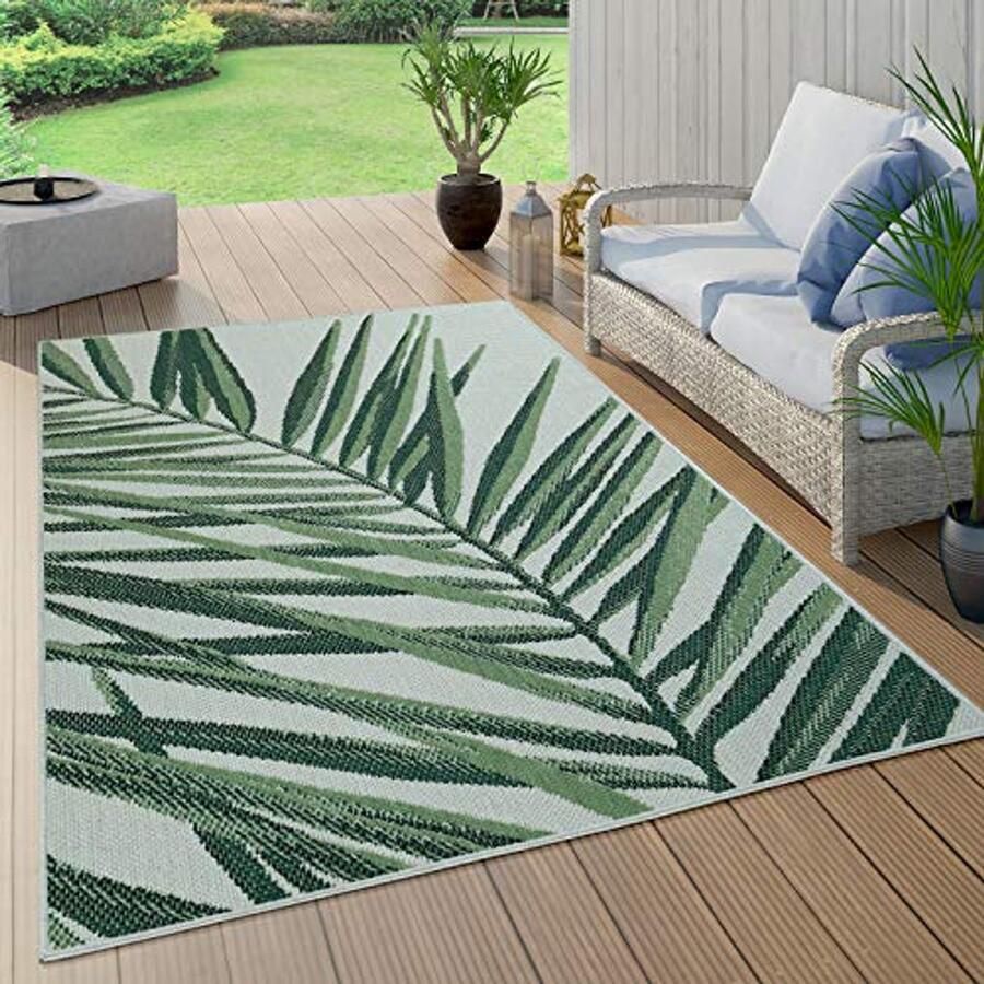 Buitenkleed voor Binnen en Buiten Palm Jungle Motief 100x200cm Groene Tinten