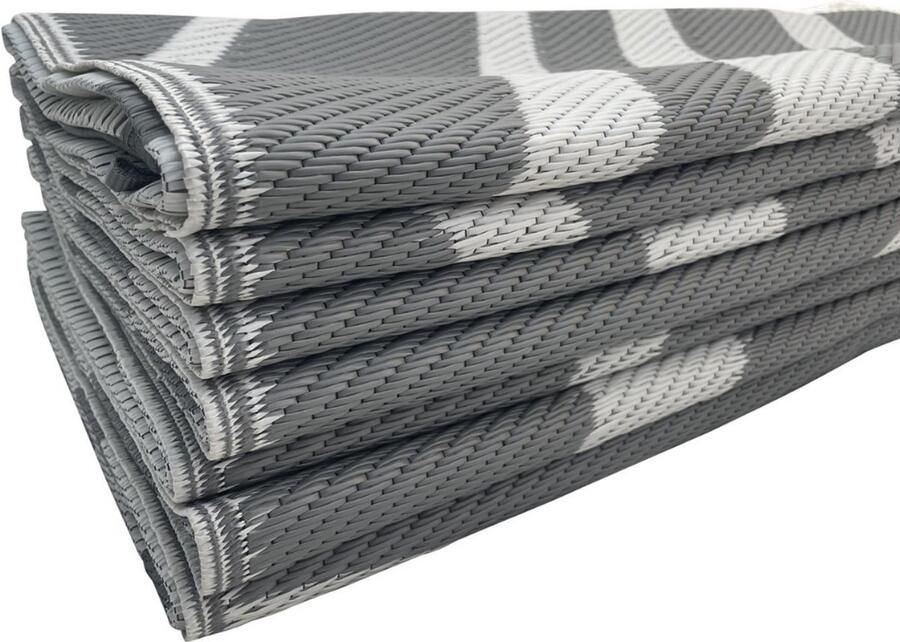 Buitenkleed XXXL 500x270cm campingkleed- grijs dubbelzijdig opvouwbaar kampeerkleed picknickkleed vloerkleed