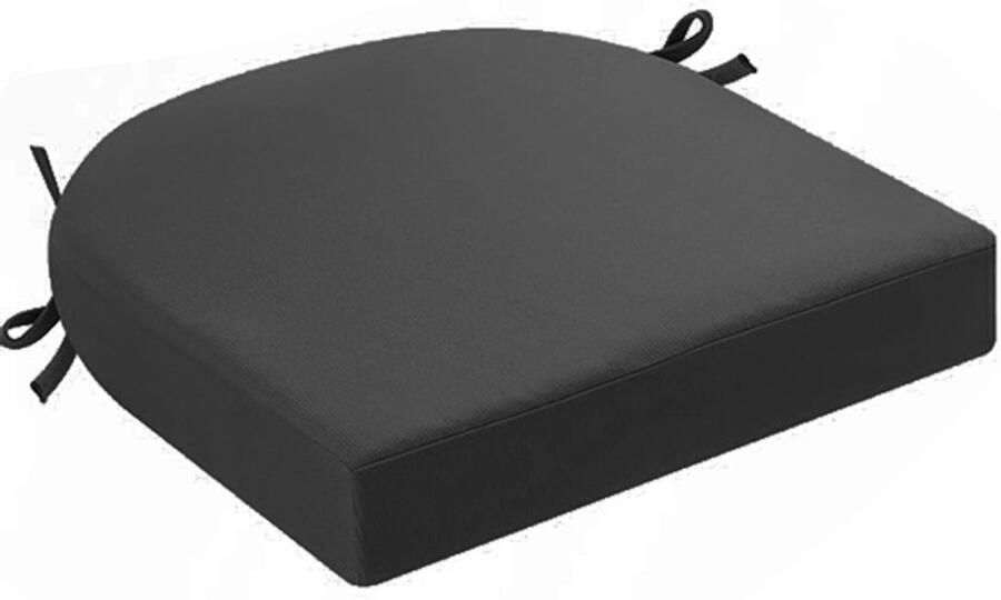 Kussens voor buitenstoelen set van 2 kussens voor tuinstoelen waterdicht met strikbanden zitkussens voor buiten kussens voor tuinstoelen eetkamerstoel 43 x 43 x 5 cm Donkergrijs