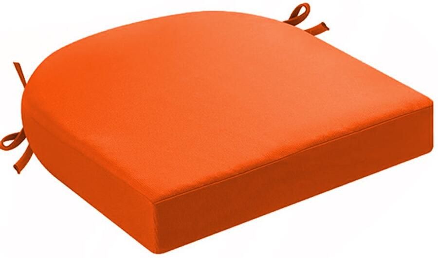 Kussens voor buitenstoelen set van 2 kussens voor tuinstoelen waterdicht met strikbanden zitkussens voor buiten kussens voor tuinstoelen eetkamerstoel 43 x 43 x 5 cm Oranje