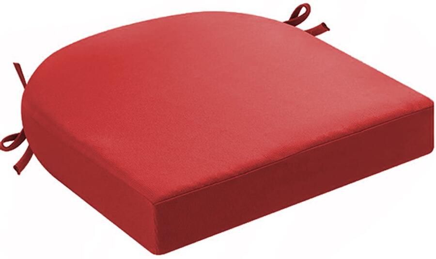 Kussens voor buitenstoelen set van 2 kussens voor tuinstoelen waterdicht met strikbanden zitkussens voor buiten kussens voor tuinstoelen eetkamerstoel 43 x 43 x 5 cm Rood