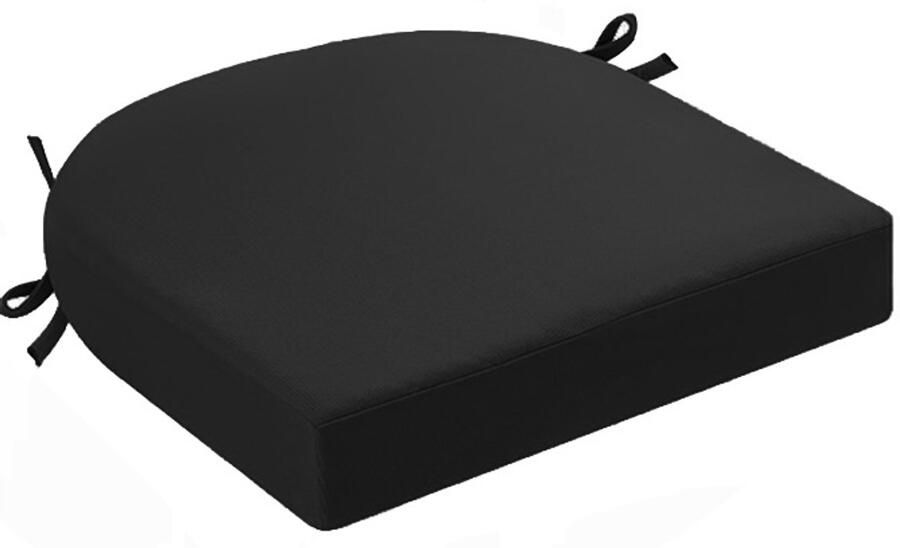 Kussens voor buitenstoelen set van 2 kussens voor tuinstoelen waterdicht met strikbanden zitkussens voor buiten kussens voor tuinstoelen eetkamerstoel 43 x 43 x 5 cm Zwart