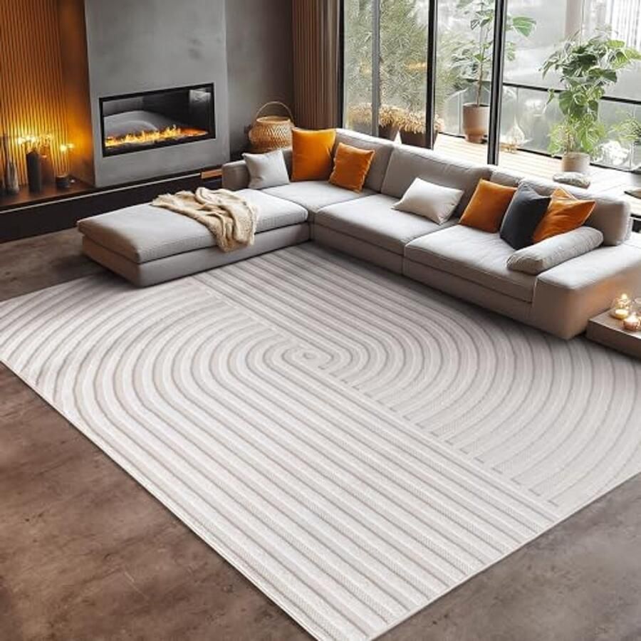 Buitentapijt 80x150 cm Crèmekleurig Modern Boho Design Wasbaar en Weerbestendig voor Binnen en Buiten