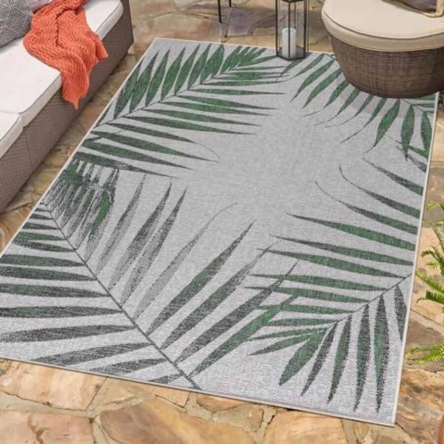 Buitentapijt Palmboom Design 80 x 150 cm Slijtvast en Weerbestendig Vloerkleed voor Terras Balkon Tuin of Keuken