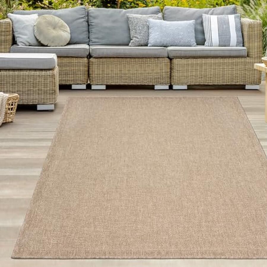 Buitentapijt weerbestendig sisal-look beige 120 x 170 cm