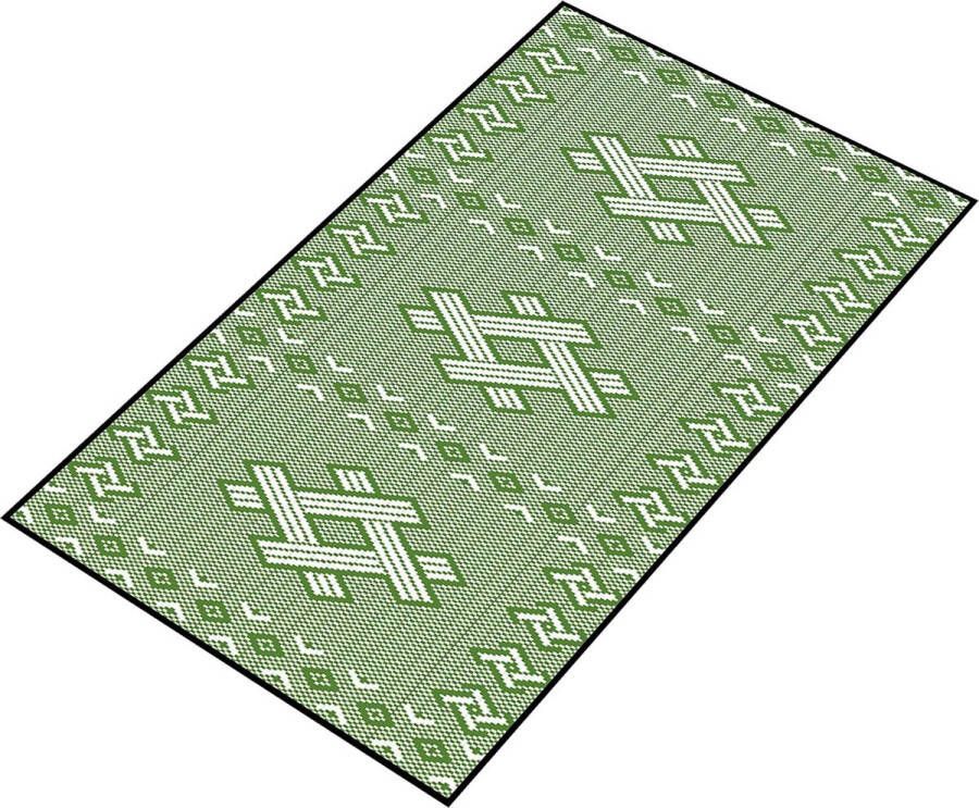 Buitentapijt weerbestendig waterdicht zandbestendig opvouwbaar en wasbaar picknickdeken voor camping balkon tuin terras strand vloerkleed 100x150 cm witte en groene mat