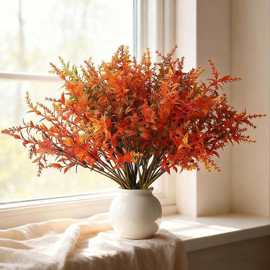 Bundels kunstherfstbloemen kunstboeket kunstbloemen herfstdecoratie kunstbloemen herfst balkonplanten herfsttakken herfstdecoratie voor binnen en buiten tuin tafel geel (6-kleur-A)