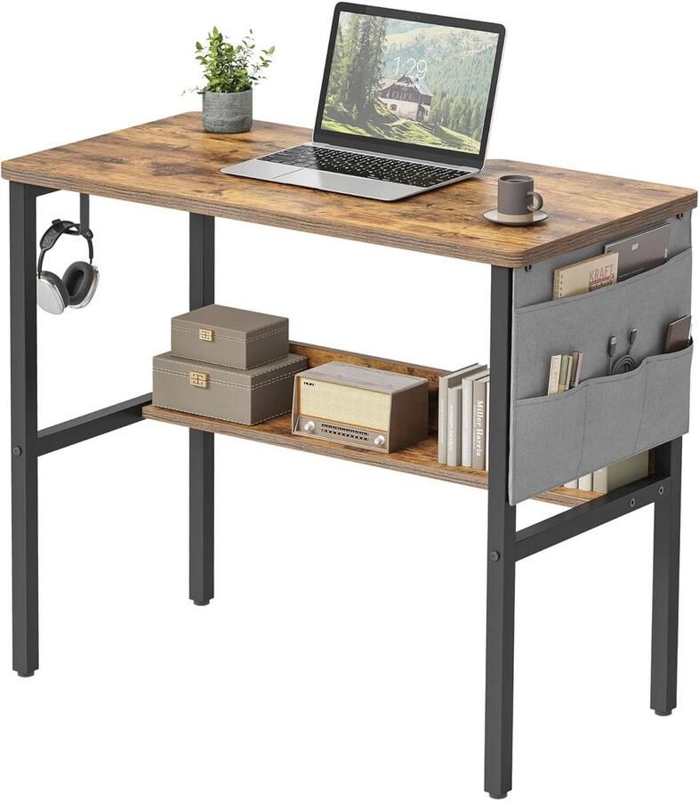 Bureau 80 x 40 cm Stabiele Computertafel voor Thuis en Kantoor Bruin