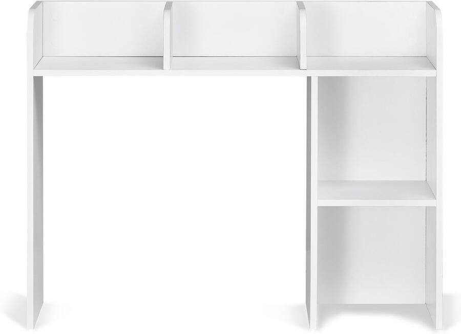 Bureau Boekenkast 2-Tier 94 X 24 X 73 cm Opberg Organizer Houten Display Plank met Anti-Slip Voeten voor Kantoor Thuis en Slaapzaal Witte