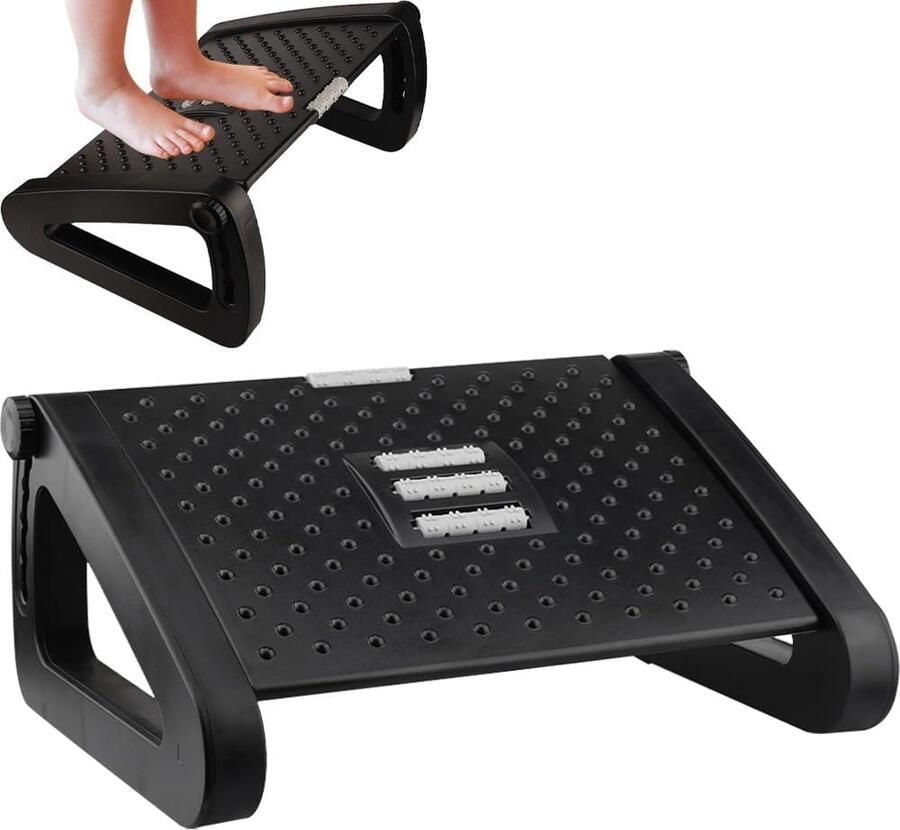 Bureau bureauvoetsteun met massagefunctie 6 in hoogte verstelbare voetsteunen ergonomische voetensteun ideaal voor thuis op kantoor en op reis