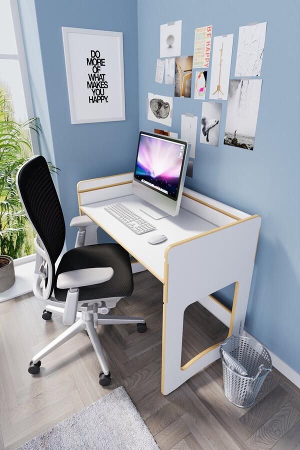 Zeo Wood Bureau Computer Tafel Game Bureau Verstelbaar 90*53 cm Wit