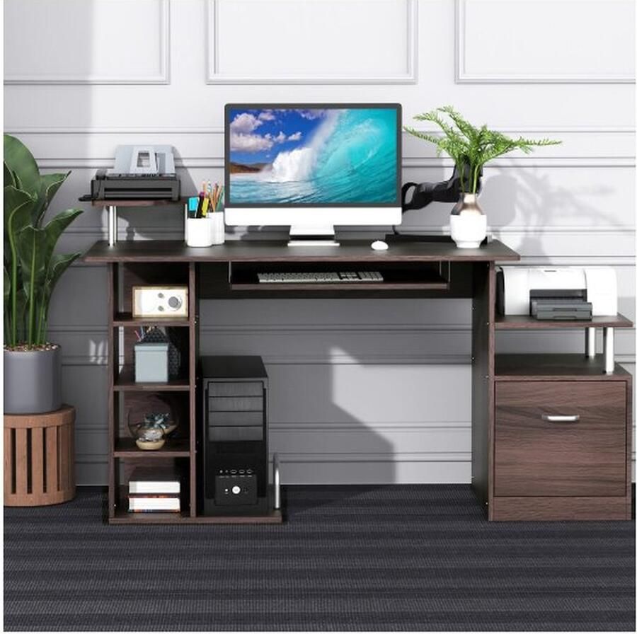 ZAZA Home Computertabel Bureau Office Tabel PC Tabel Werktabel Combic Bruin