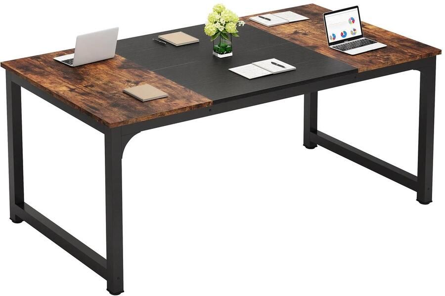 JerMore Tafel Stijlvol en functioneel laptopbureau Houten computertafel 178 x 79 x 74 cm