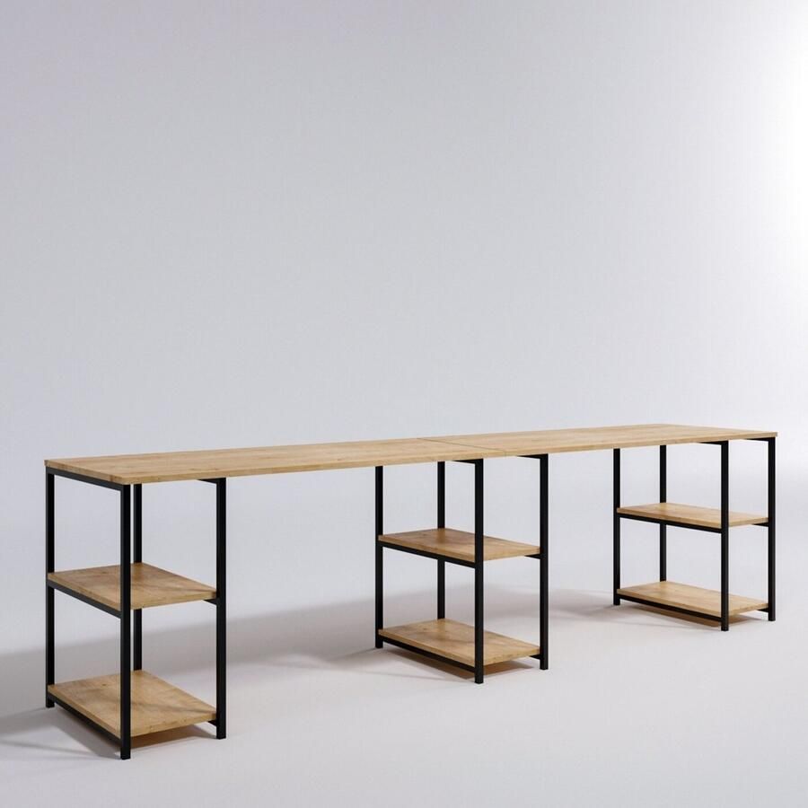 Bureau Eikenhout Groot Formaat 60x270x73 cm Ideaal voor Thuiswerken - Foto 3