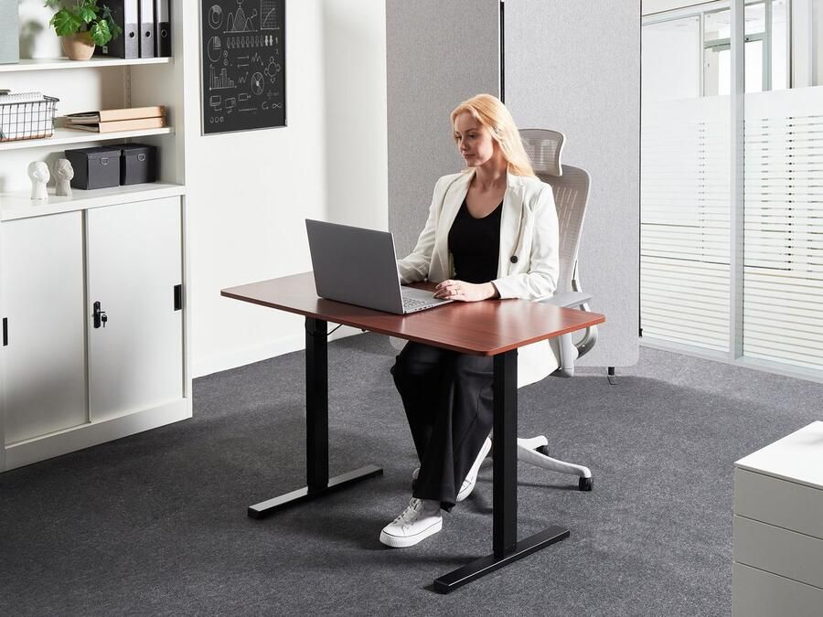 Beliani Bureau elektrisch verstelbaar zwart donkerbruin 120 x 60 cm TAVARES - Foto 2