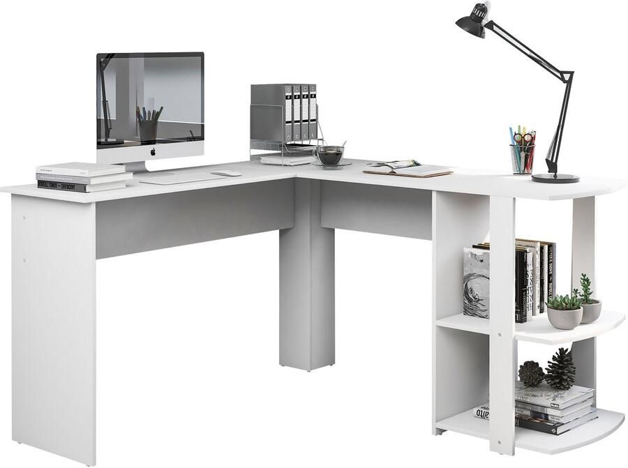 Bureau Hoekbureau met opbergruimte Hoek bureau 140 x 140x 75 cm (B x D x H)-game bureau -hoekbureau gaming wit