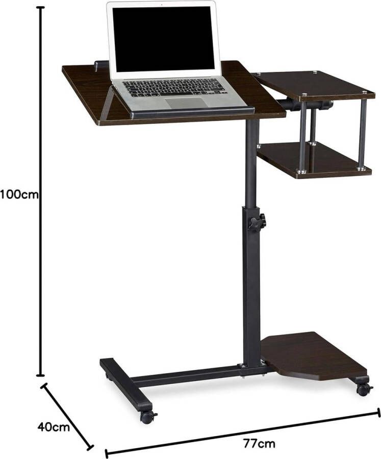 Bureau in hoogte verstelbaar Notebook Stand Sofa Tafel Laptop Bureau met Wielen Hout Zwart 100x77x40cm