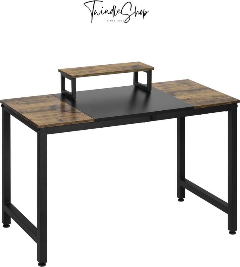 Bureau Kantoortafel Met Monitor Stand Werktafel Bureautafel Voor Volwassenen Bureau Hout Metalen Frame 120 x 60 x 75 cm