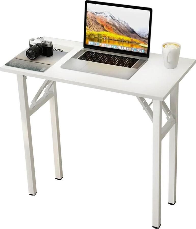 Bureau klaptafel 80 x 40 cm compacte computertafel kantoormeubilair pc-tafel werktafel inklapbaar voor thuis kantoor picknick tuin wit