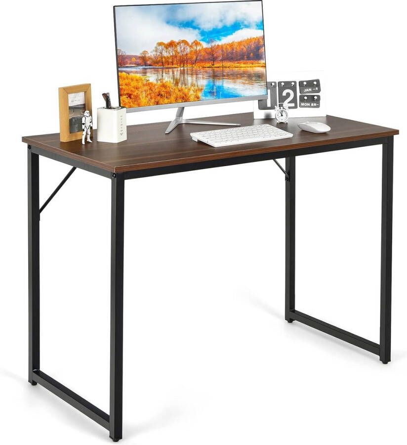 Bureau kleine computertafel 100 x 50 x 75 cm bureautafel pc-tafel metalen frame voor thuiskantoor werkkamer (koffie)