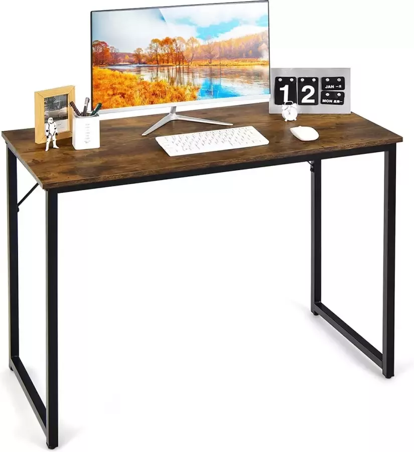 Bureau kleine computertafel 100 x 50 x 75 cm bureautafel pc-tafel metalen frame voor thuiskantoor werkkamer (rustiek bruin)