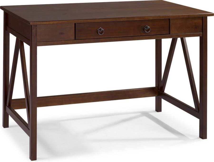 Bureau met 1 lade in grenen bruin