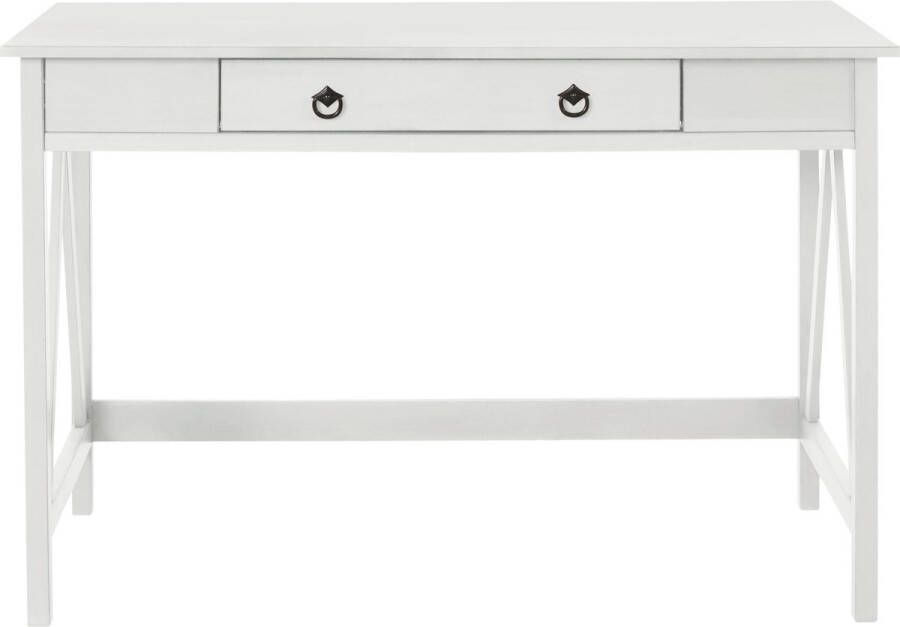 Bureau met 1 lade in grenen wit