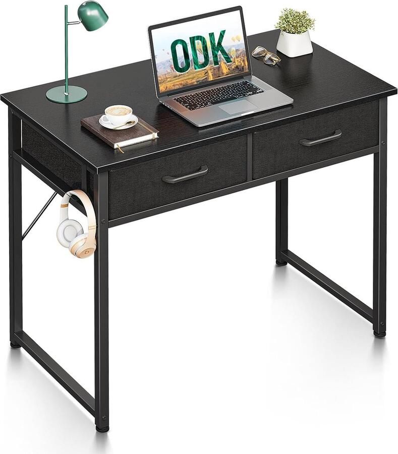 Bureau met 2 Laden Compact Kantoormeubilair Geschikt voor Thuiskantoor 1 stuk Zwart Hout 80 x 40 x 78 7 cm