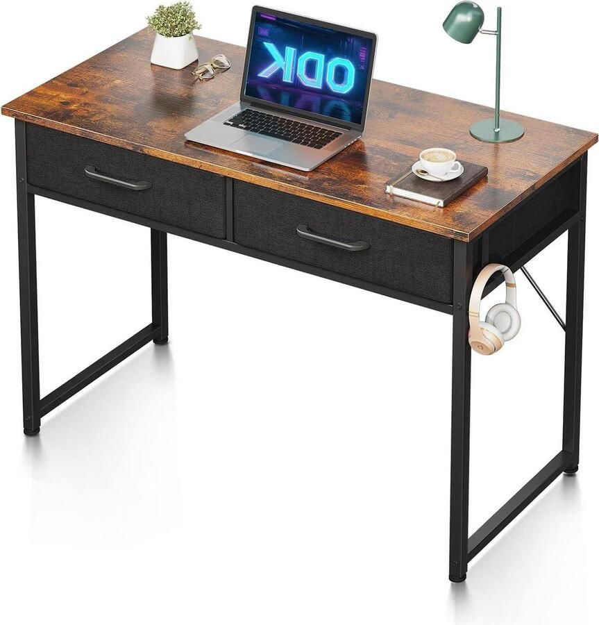 Bureau met 2 laden klein bureau bruin 100 x 40 x 78 7 cm