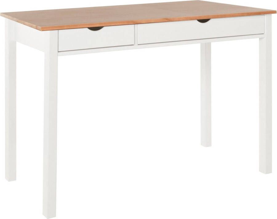 Loft24 Gava|Bureau met 2 lades in wit en naturel grenen